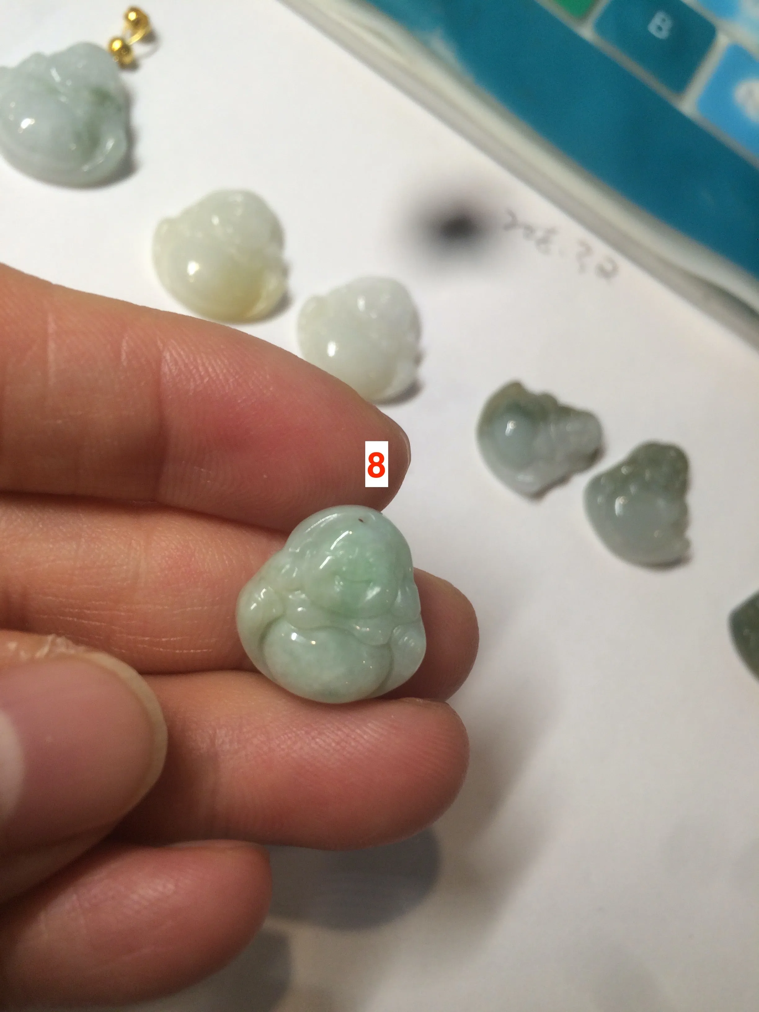 100% Natural type A green/white small happy buddha jadeite Jade pendant necklace group AF33