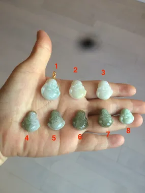 100% Natural type A green/white small happy buddha jadeite Jade pendant necklace group AF33