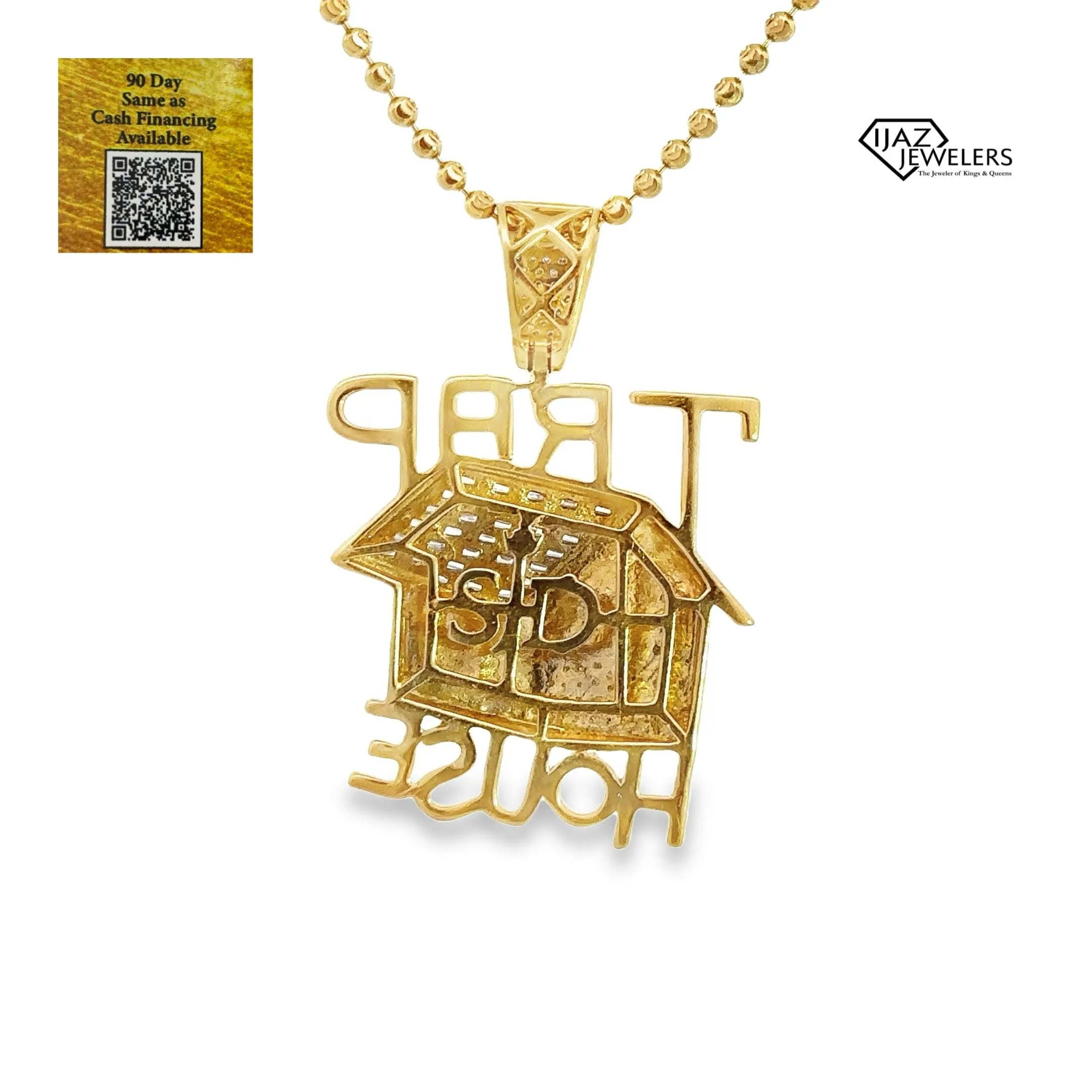 10K Gold 1.73 CTW Diamond Trap House Charm