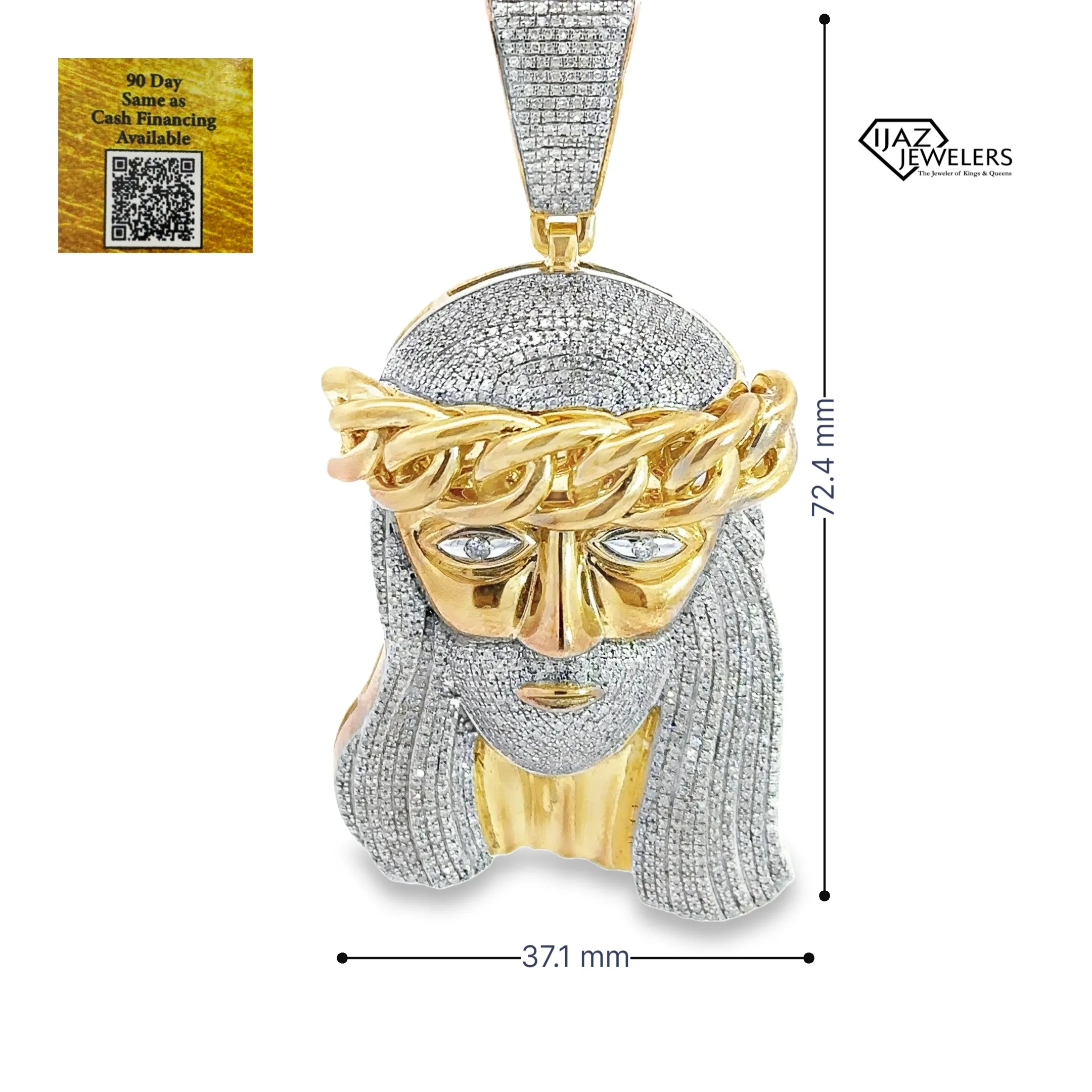 10K Gold 2.30 CTW Diamond Jesus Charm