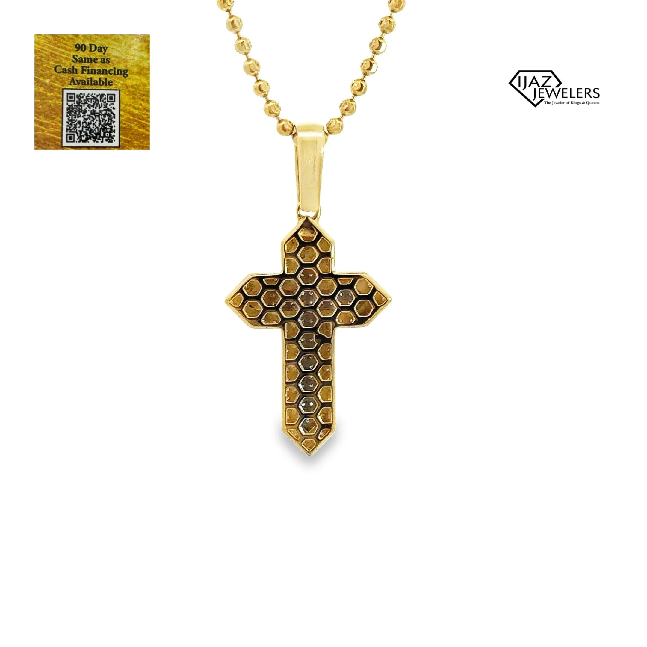 10K Gold Two Tone 0.45 CTW Diamond Cross Charm