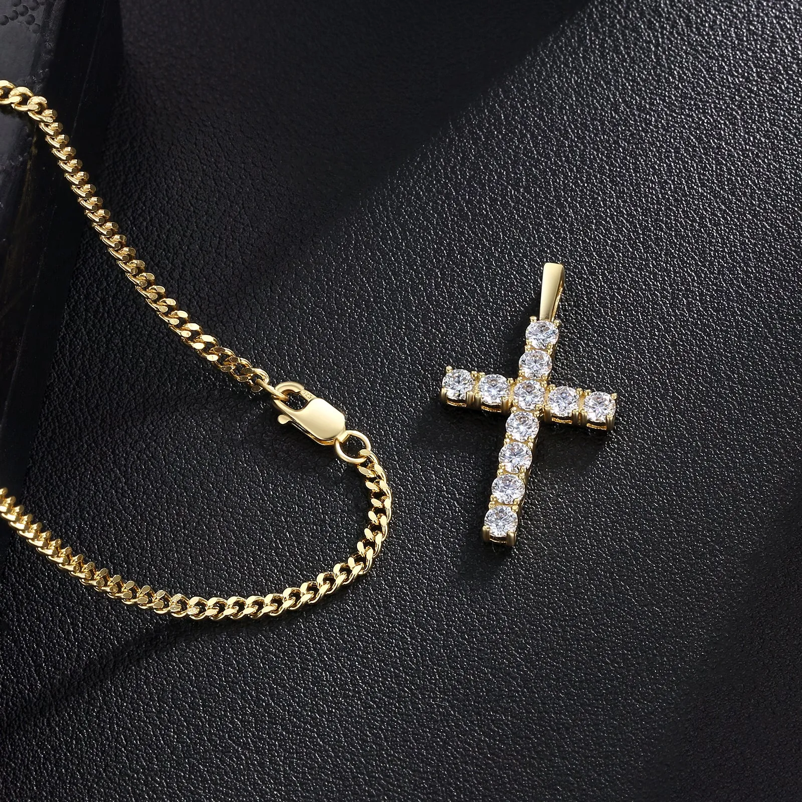 1.10 Carats VVS1 Moissanite Cross Pendant for Men 14K Gold/ White Gold