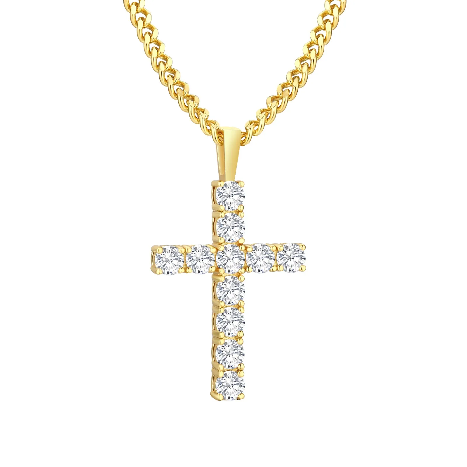 1.10 Carats VVS1 Moissanite Cross Pendant for Men 14K Gold/ White Gold