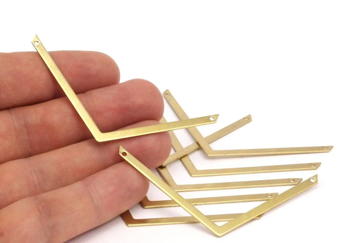 12 Raw Brass Chevrons , 2 Holes 70x3x0.80mm) A0930 N0639