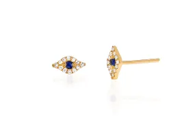 14K Gold Diamond Mini Evil Eye Studs