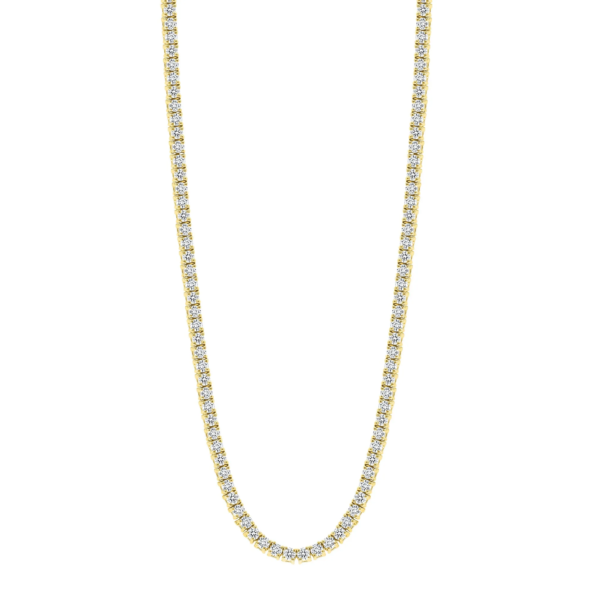 14K Gold Natural Diamond Large Tennis Necklace