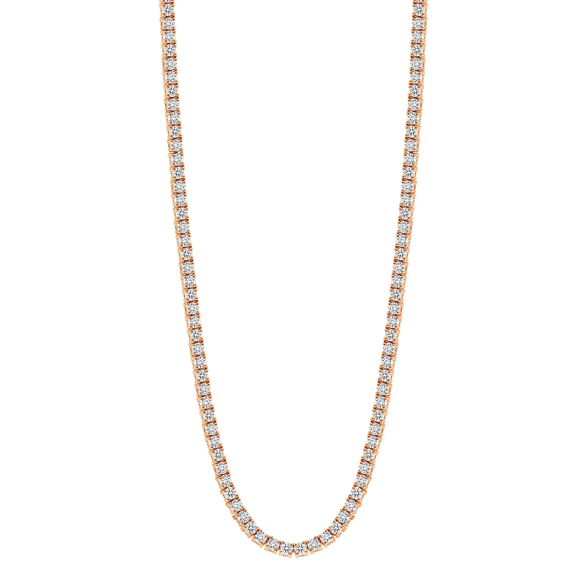 14K Gold Natural Diamond Large Tennis Necklace