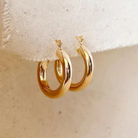 18k Gold Filled Classic 25mm Tube Hoop Earrings