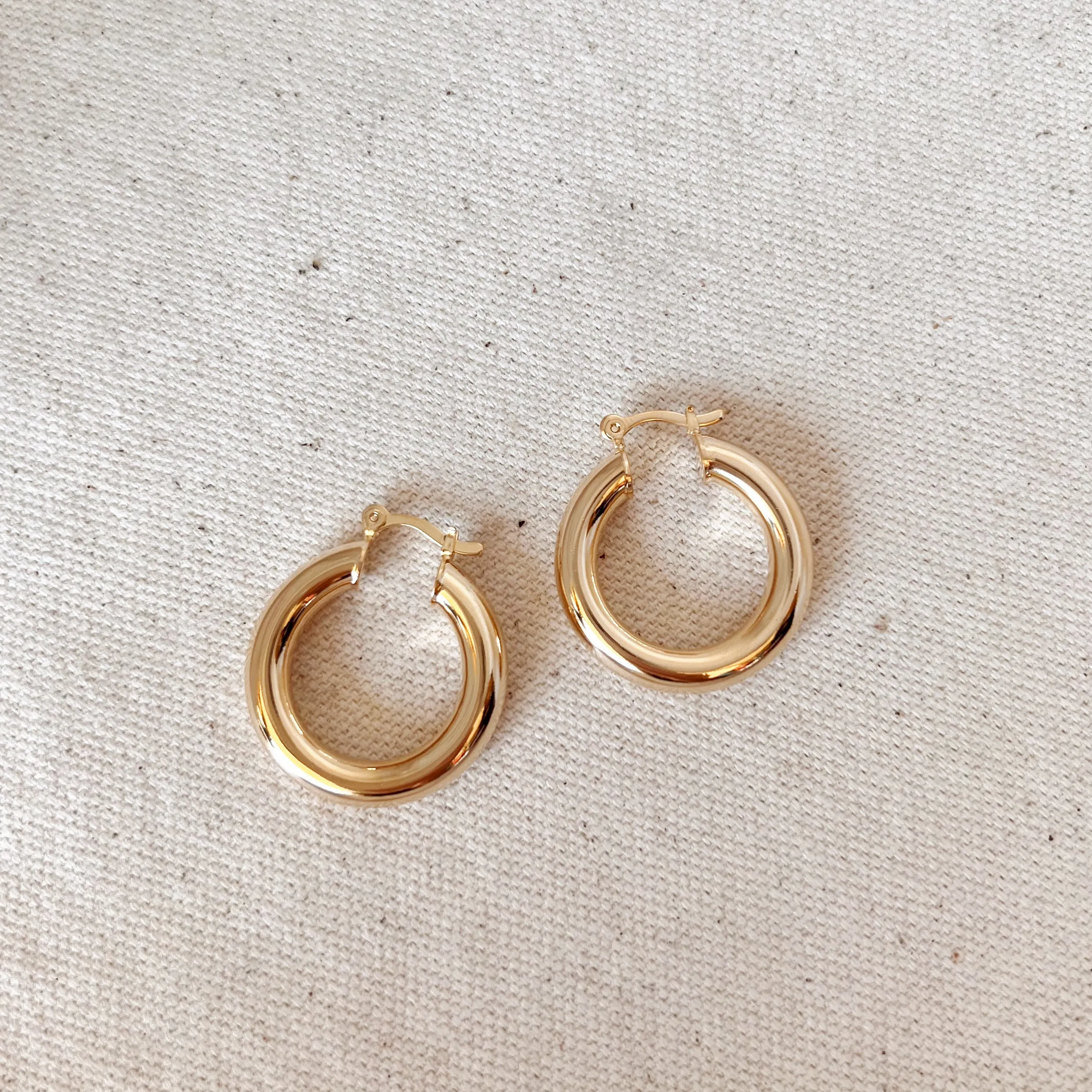 18k Gold Filled Classic 25mm Tube Hoop Earrings