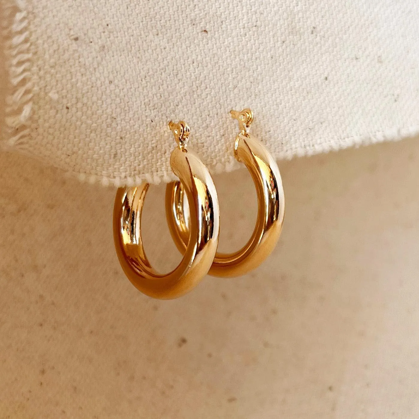 18k Gold Filled Classic 25mm Tube Hoop Earrings