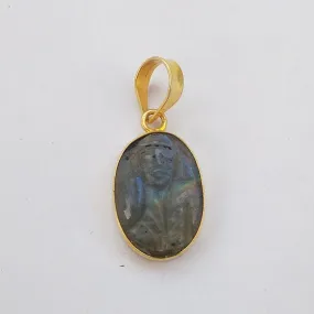 18K Gold Plated Natural Labradorite Sai Baba Pendant