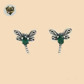 (2-3063) 925 Sterling Silver - Dragonfly Stud Earrings.