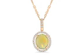 2.78 CT Opal Diamond Pendant 0.36 CT TW 14K Rose Gold OPEN003