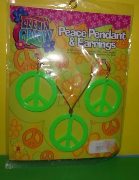 70's Peace Pendant and Earings