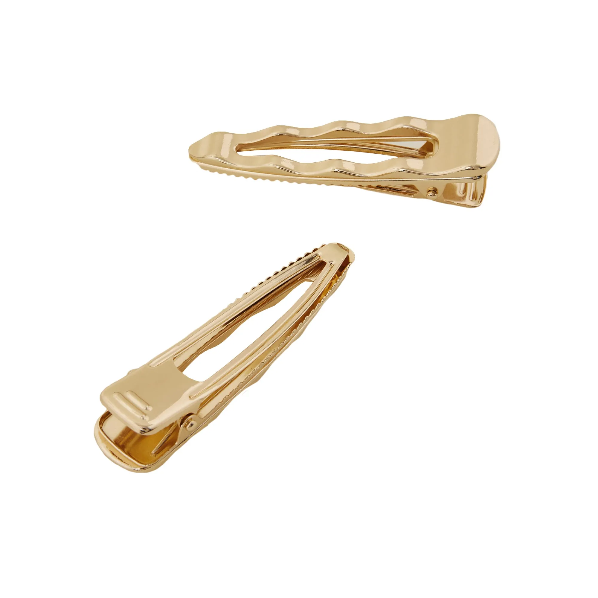 Accessorize London Women's Gold Crinkle Snap Clips Pack of two