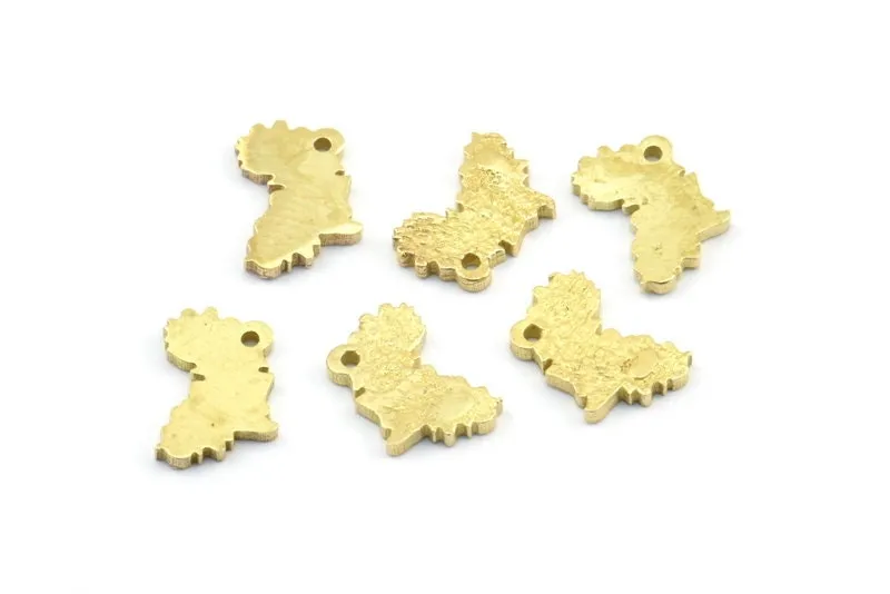 Africa Necklace Charm, 5 Raw Brass African Continent Charms With 1 Hole, Findings (10x7x1mm) A0673