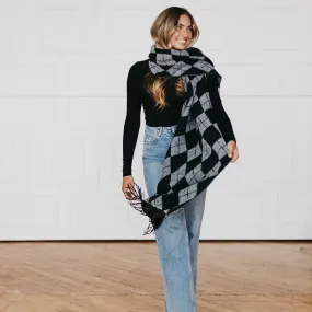 Always Classy Argyle Plaid Scarf - Gray