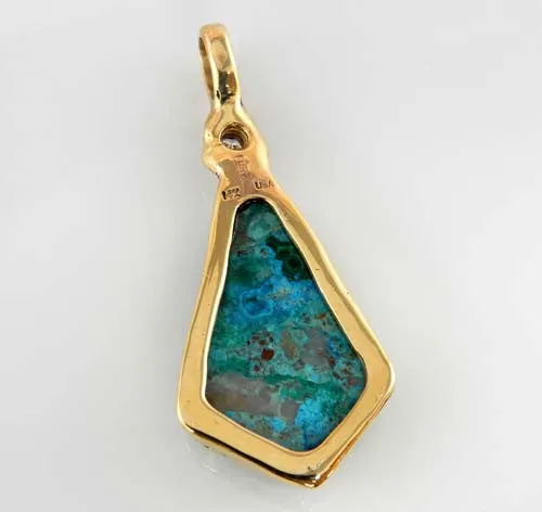 Azurmalachite Diamond 14kt Gold One-of-a-Kind Pendant