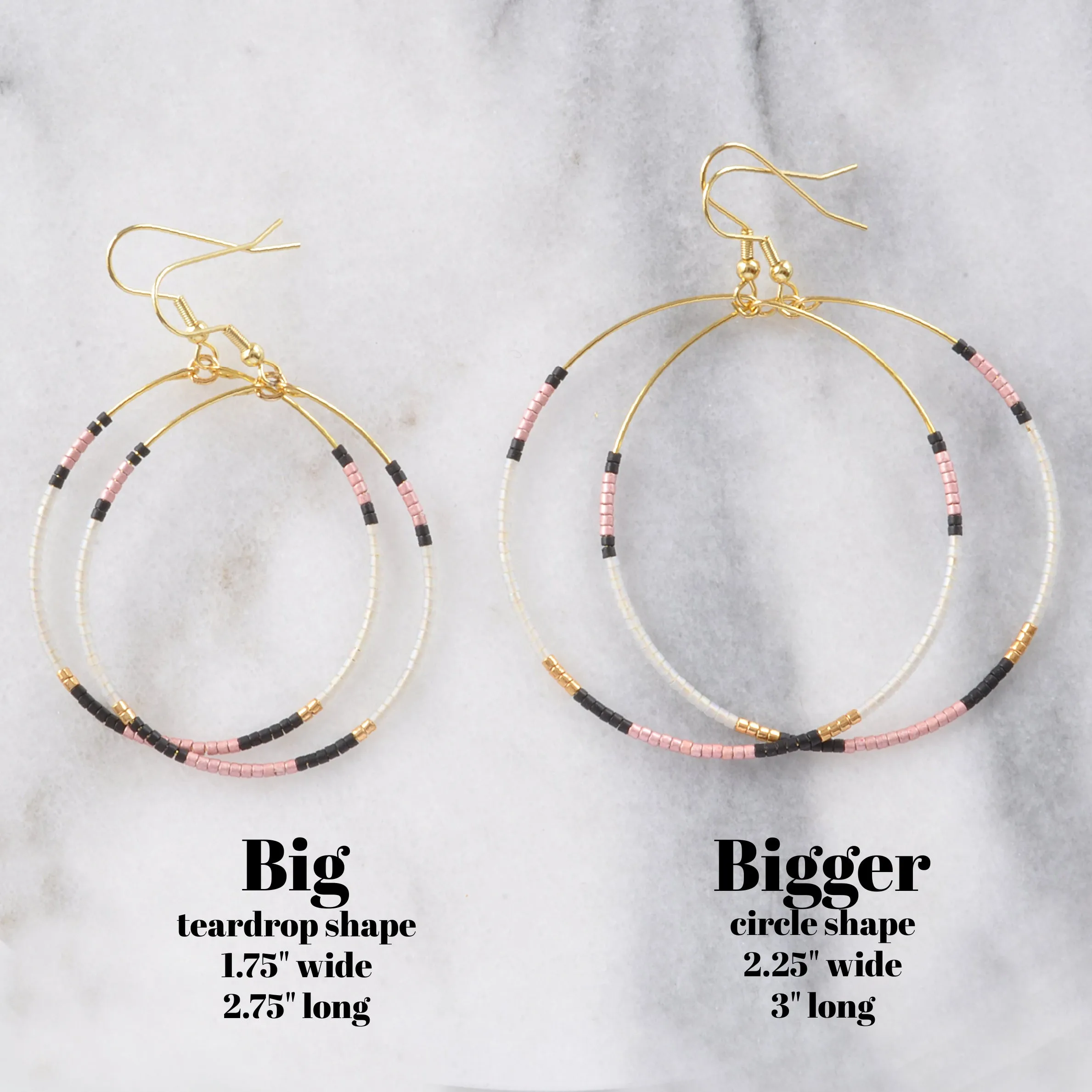 Big Beaded Hoops - GREY