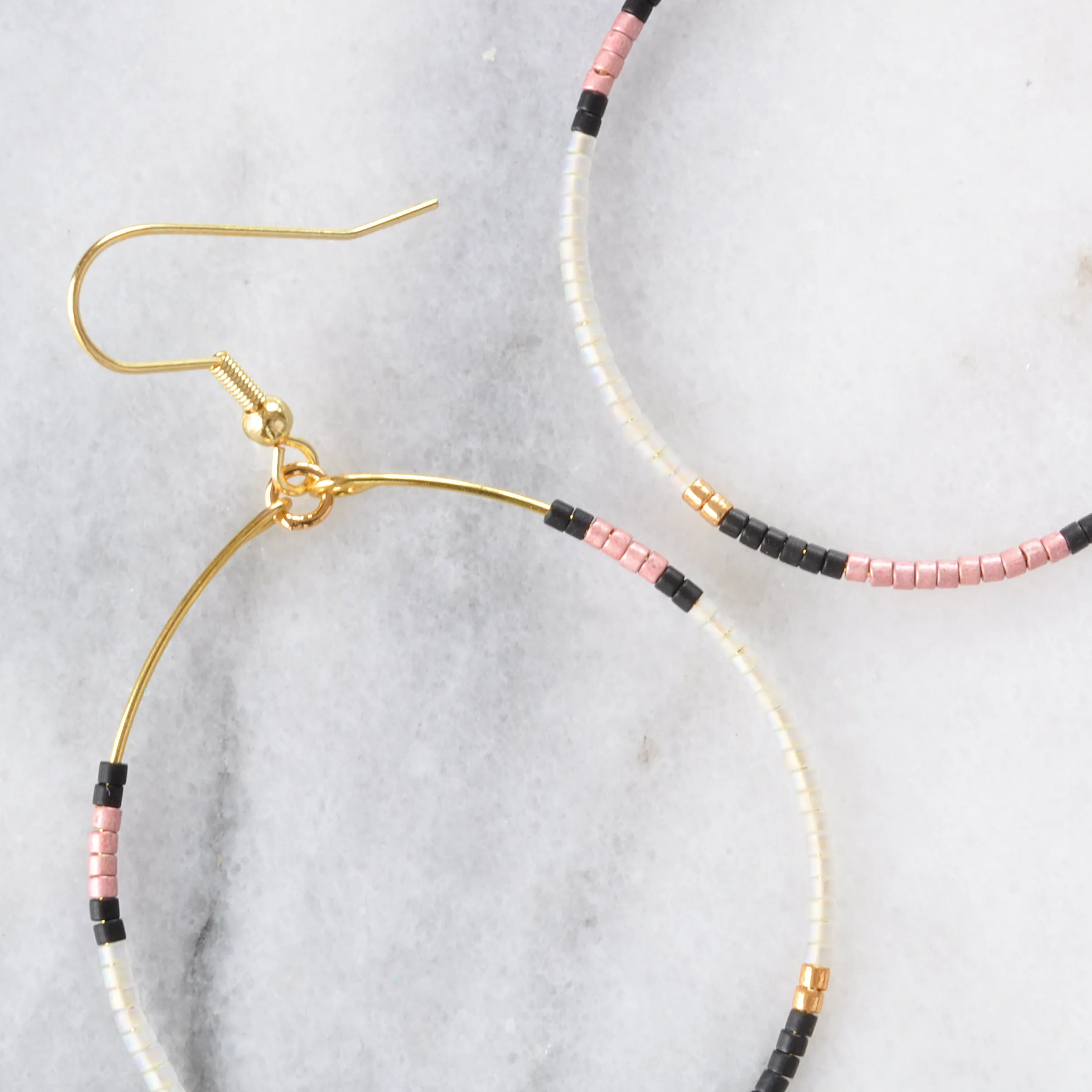 Big Beaded Hoops - GREY