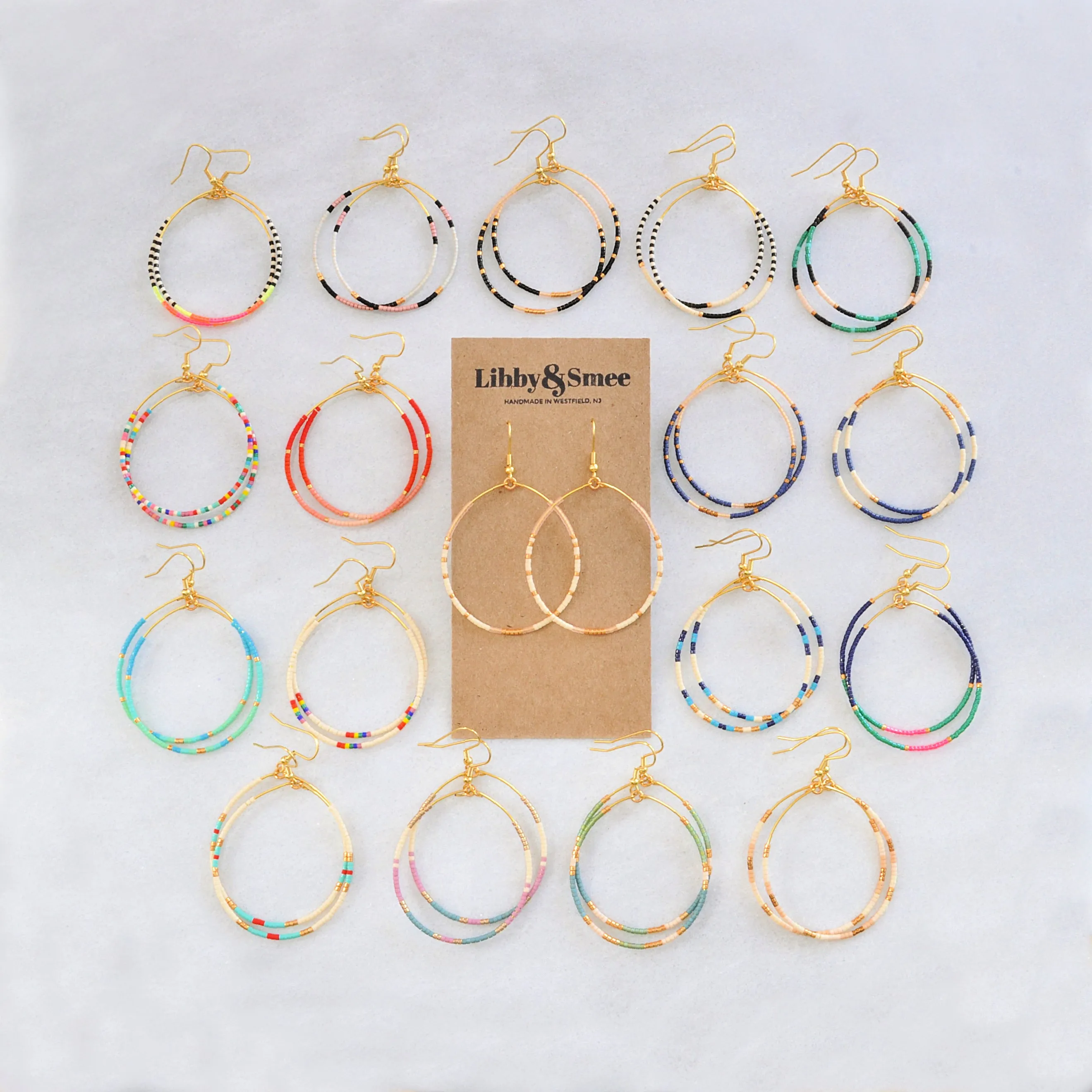 Big Beaded Hoops - GREY