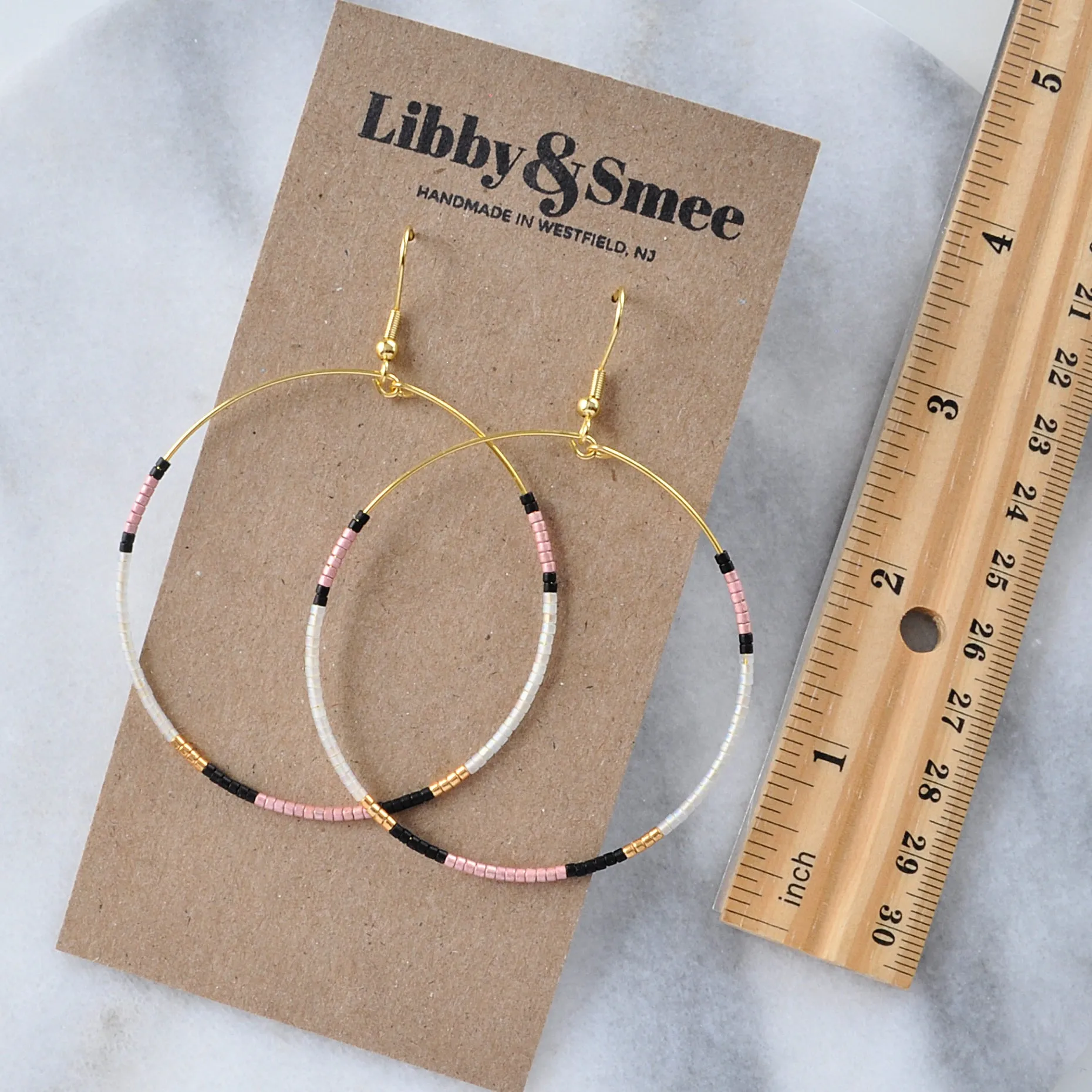 Big Beaded Hoops - GREY