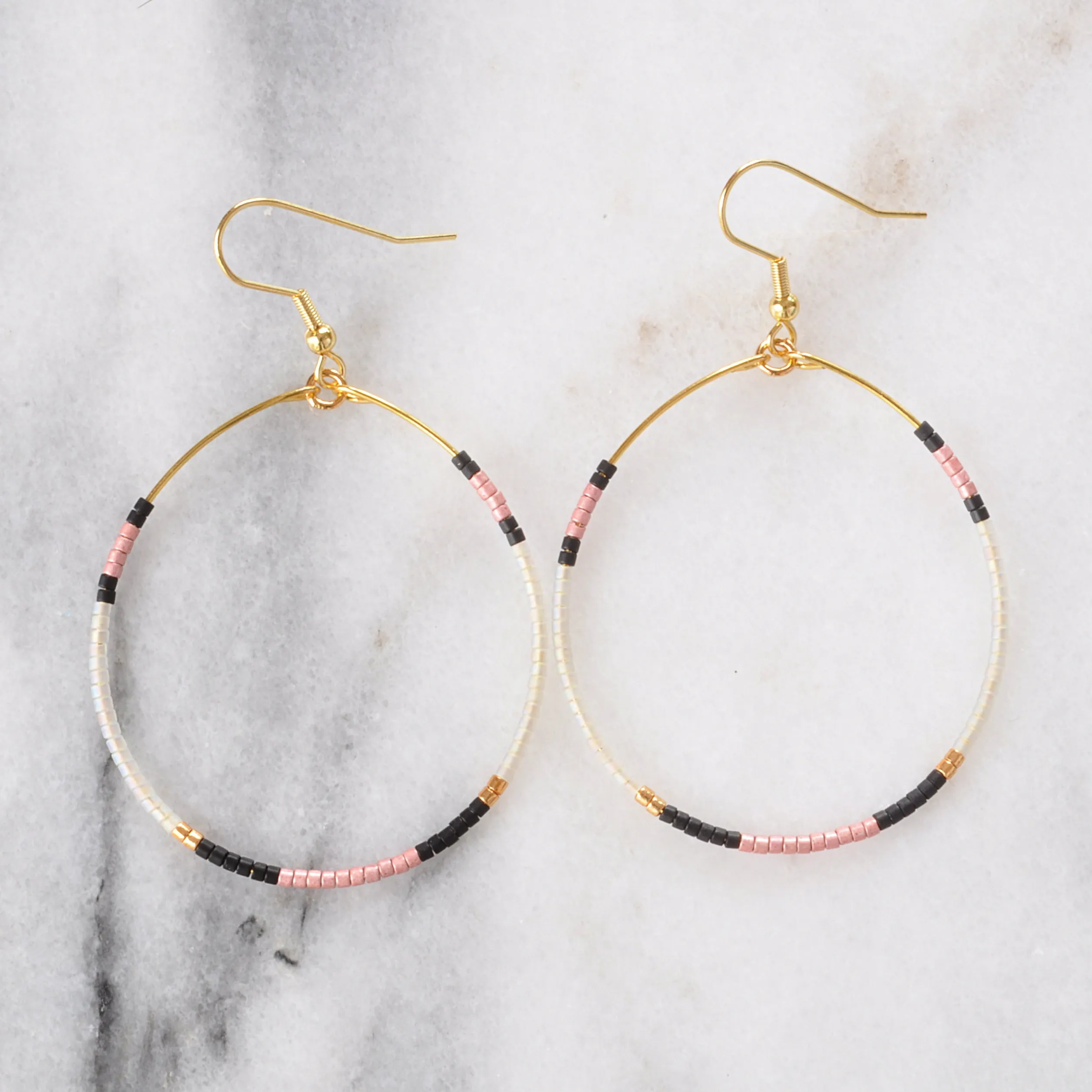 Big Beaded Hoops - GREY