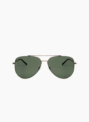 Billie Small Sunglasses, Gold/Green | Otra