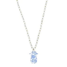 Blue Floral Pineapple Jennifer Necklace (Ships in 1-2 Weeks)