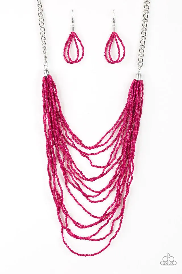 Bora Bombora (Blue, Purple, Pink) Paparazzi Seed Bead Necklace