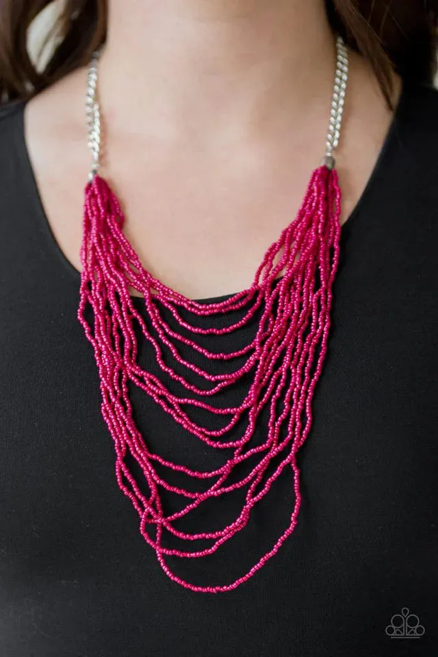 Bora Bombora (Blue, Purple, Pink) Paparazzi Seed Bead Necklace