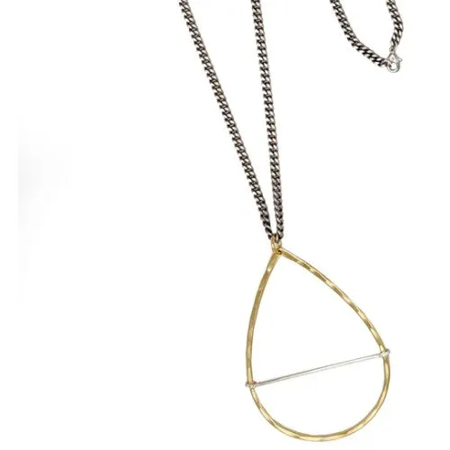 Brass Teardrop Bar Necklace