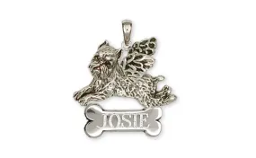 Brussels Griffon Angel Personalized Pendant Handmade Sterling Silver Dog Jewelry GF6-ANP