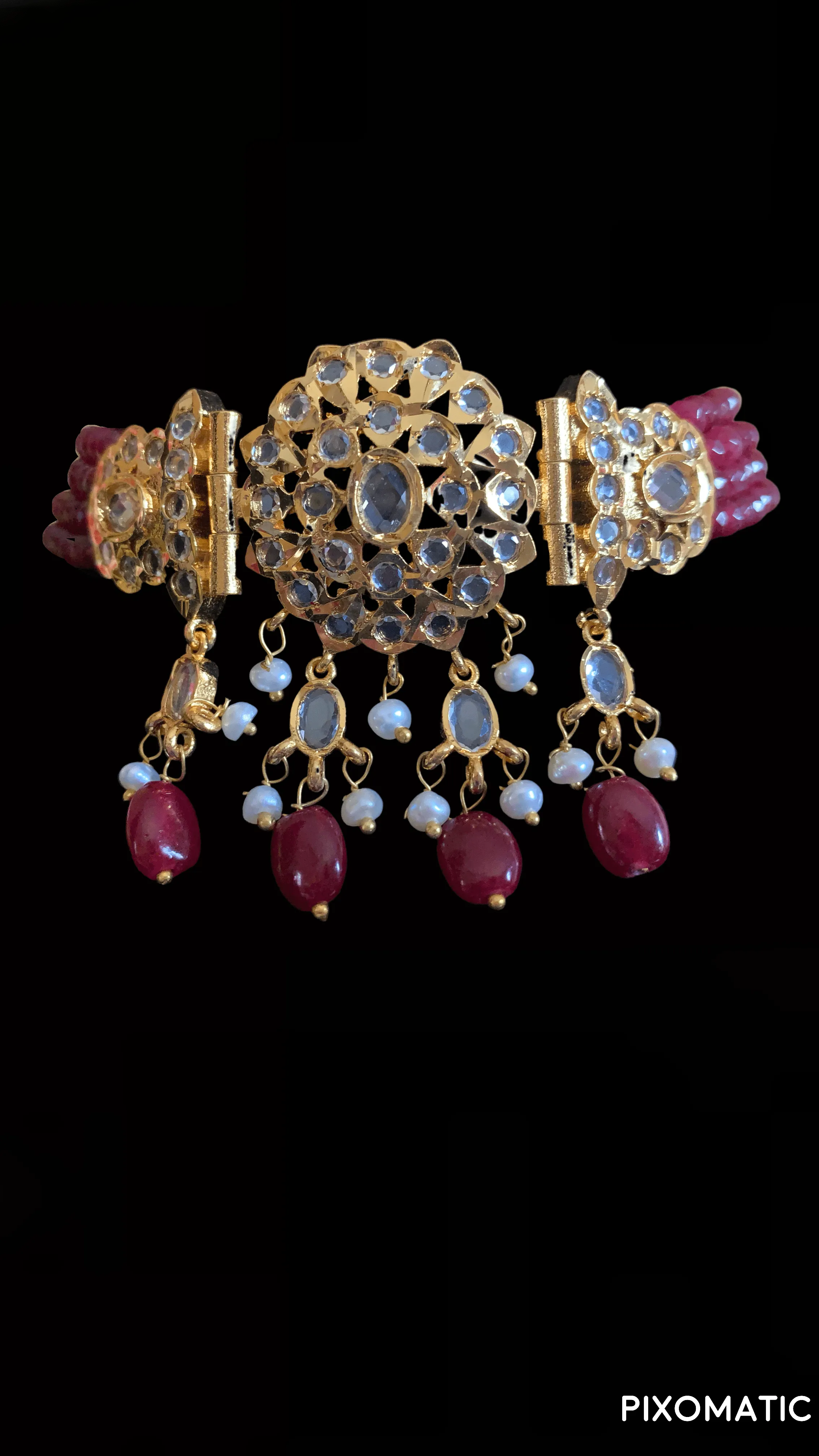 C155 Mushk choker in ruby  beads ( READY TO SHIP)