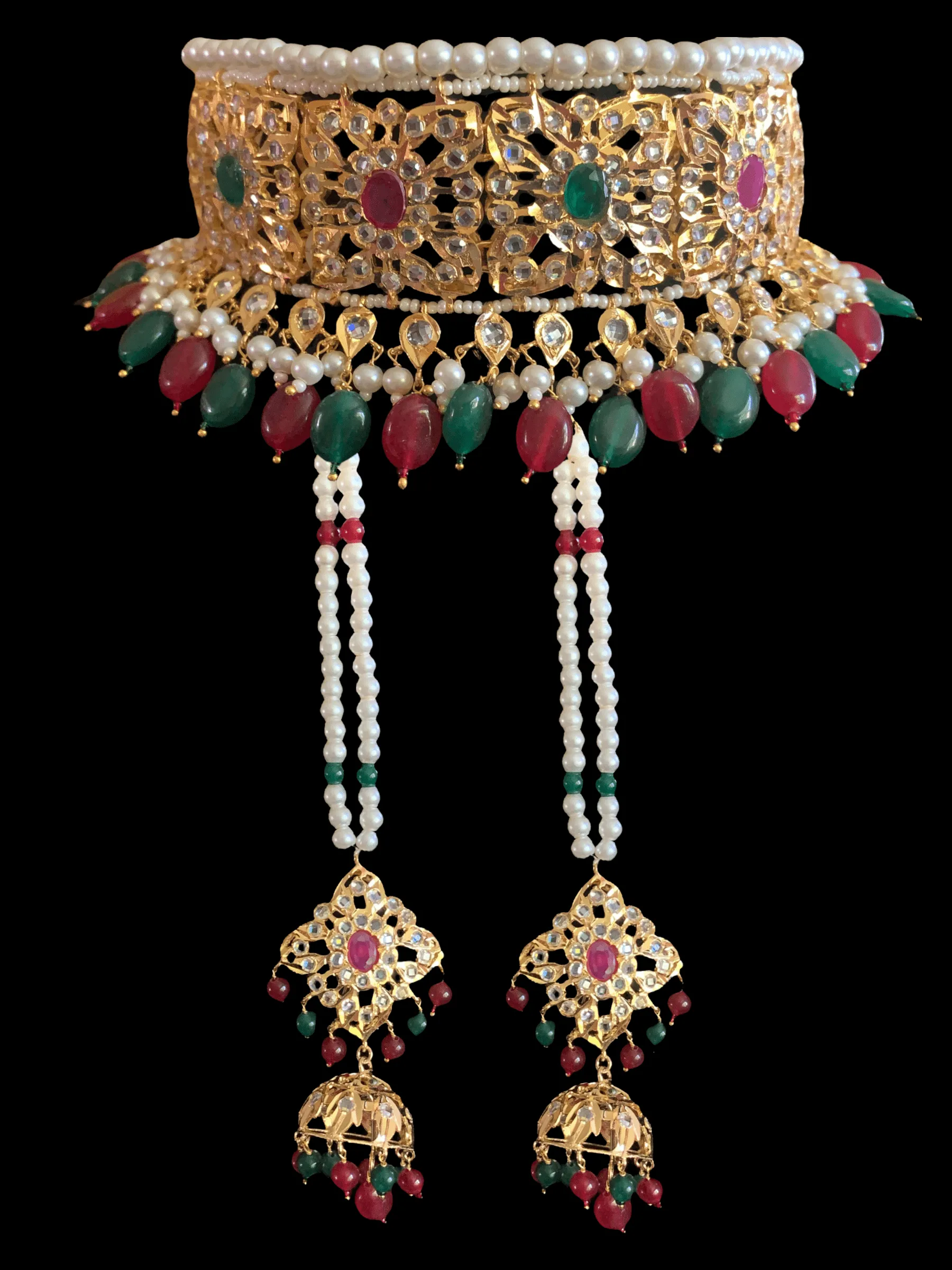 C25 Sabuhi Ruby emerald hyderabadi choker ( SHIPS IN 4 WEEKS  )