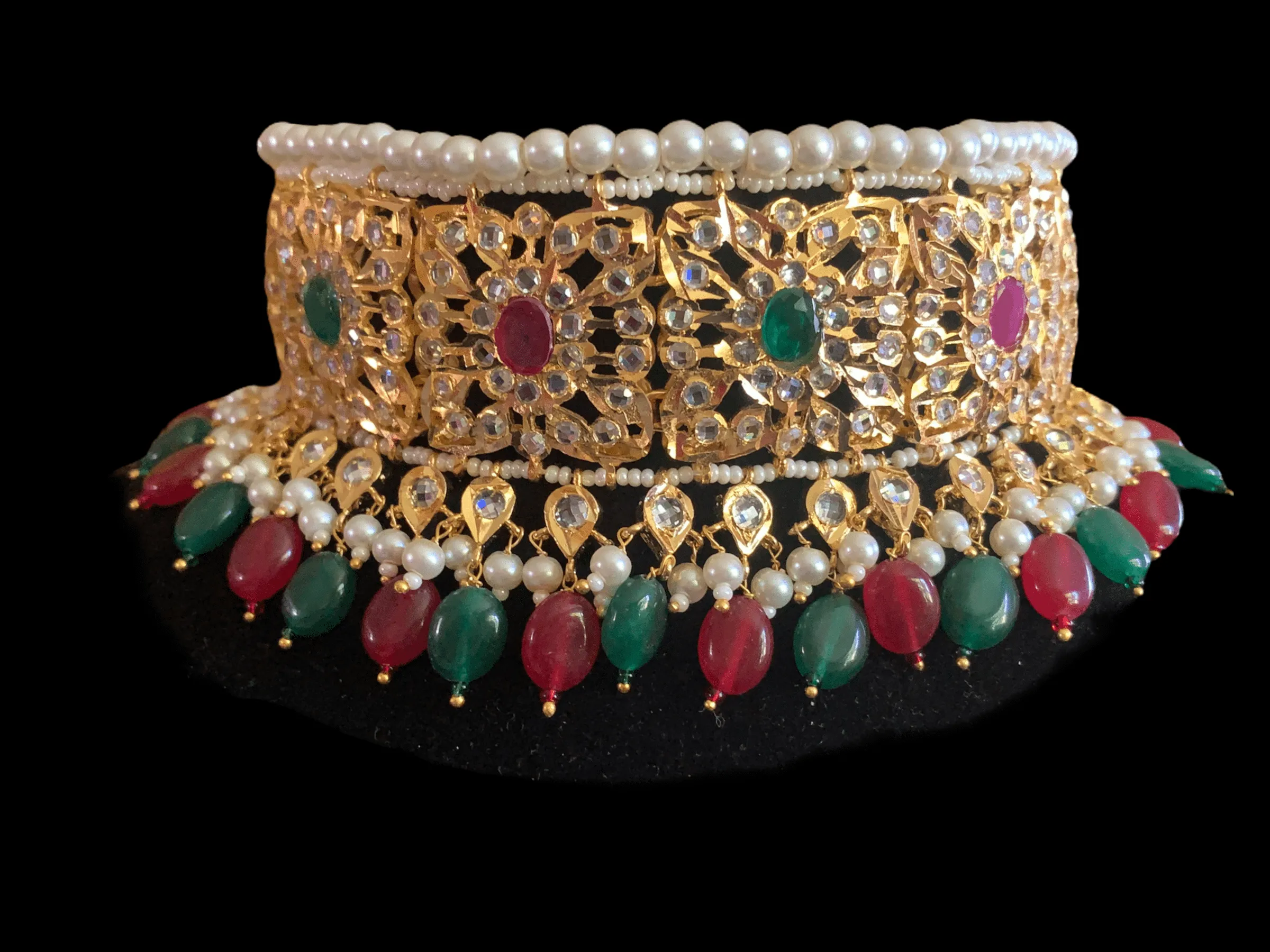 C25 Sabuhi Ruby emerald hyderabadi choker ( SHIPS IN 4 WEEKS  )