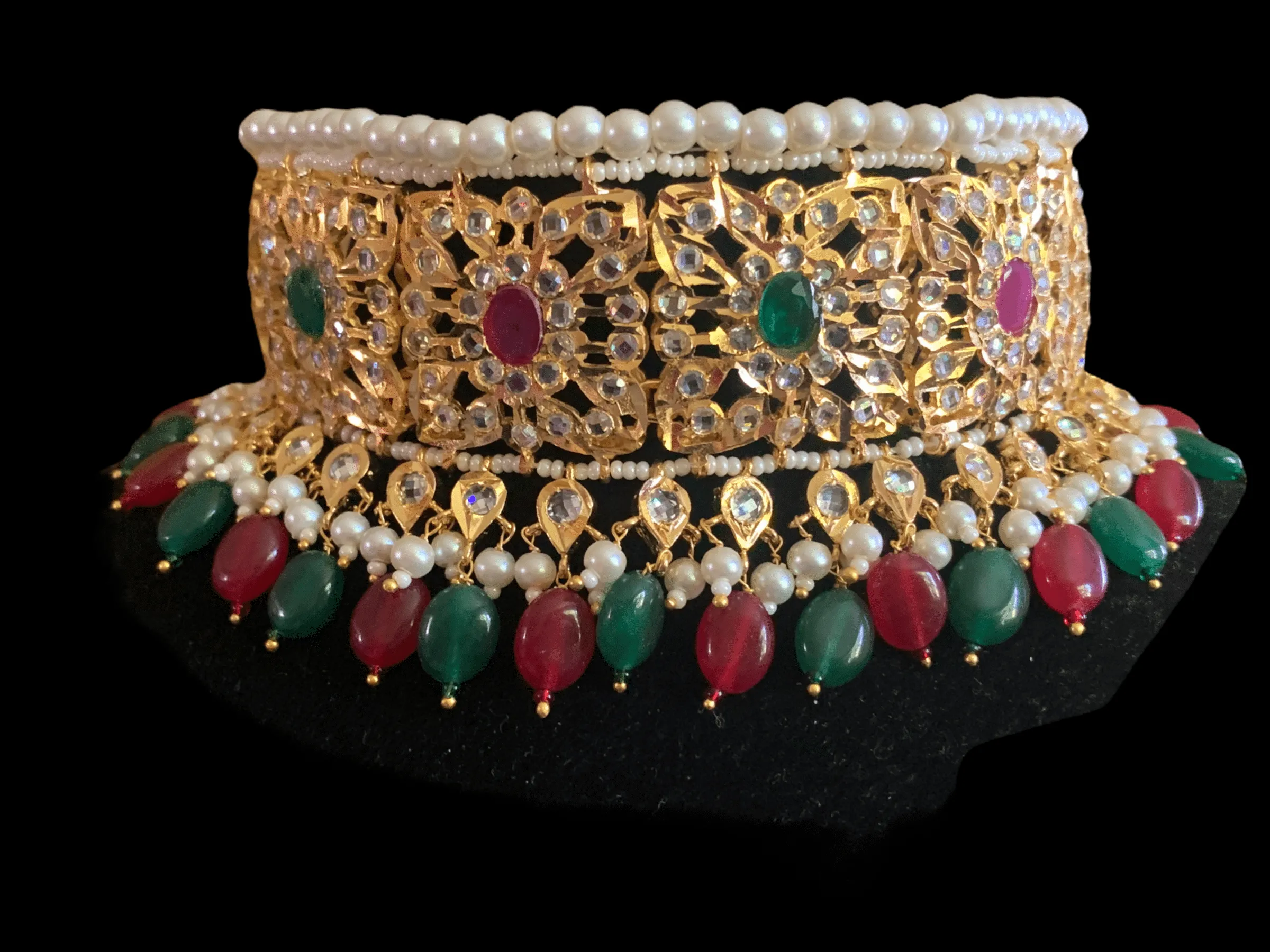 C25 Sabuhi Ruby emerald hyderabadi choker ( SHIPS IN 4 WEEKS  )