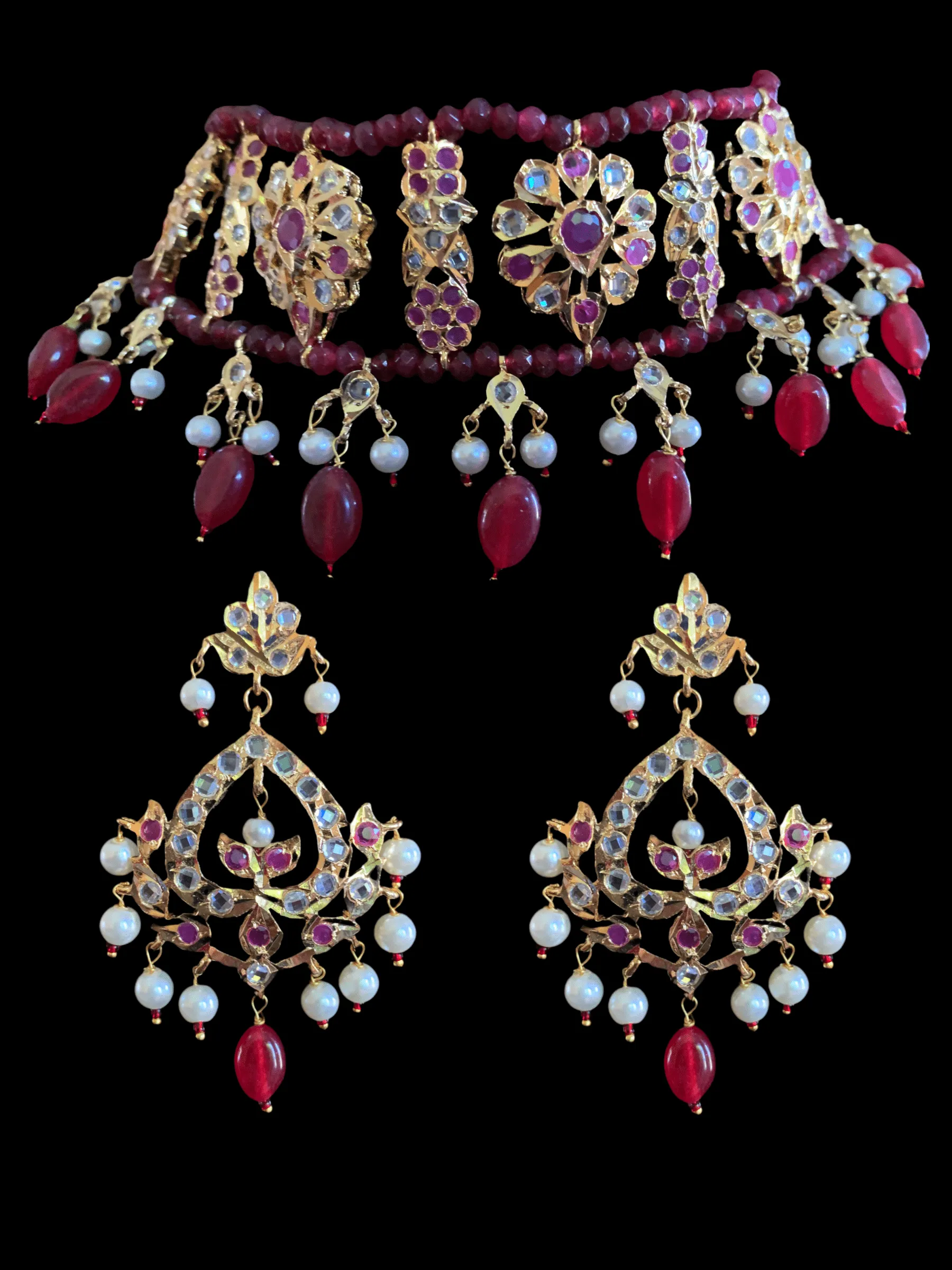 C3 Himah ruby choker with earrings ( READY TO SHIP )