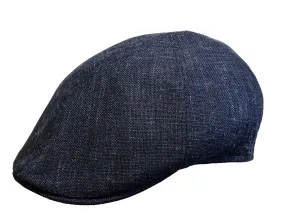 Cappellificio Biellese Summer Virgin Wool\Silk\Linen check Blue ivy flat cap