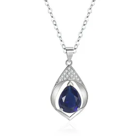 Collares Mujer Blue Sapphire Necklace - S925 Sterling Silver