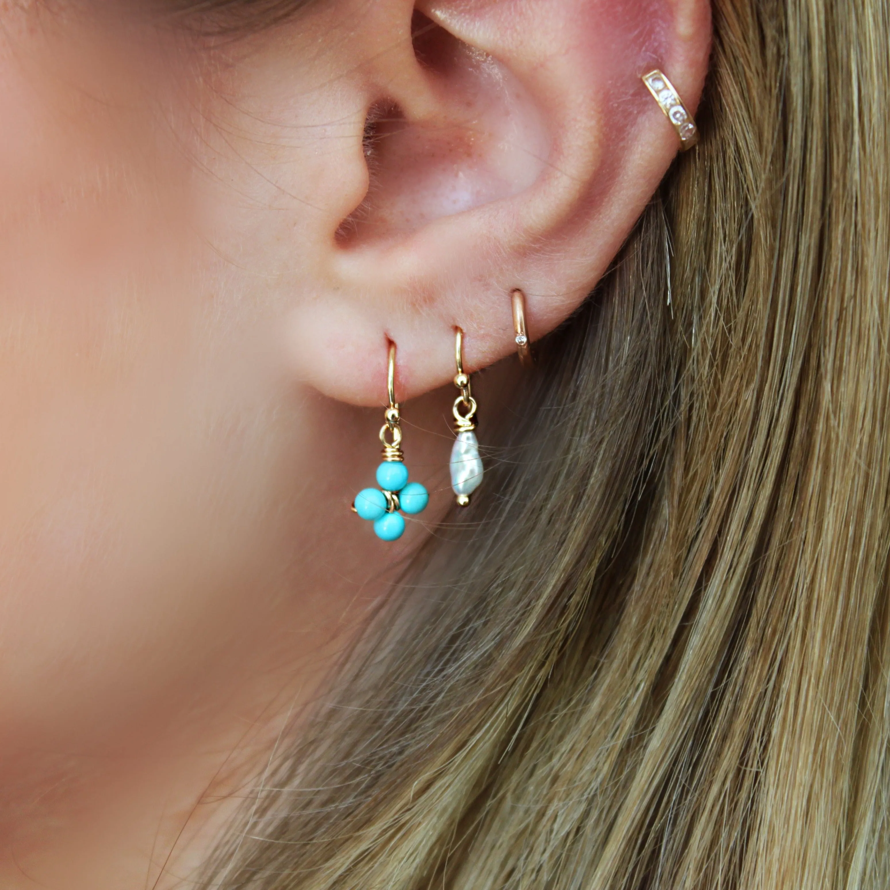 Copy of Turquoise Flower Dangle Earrings