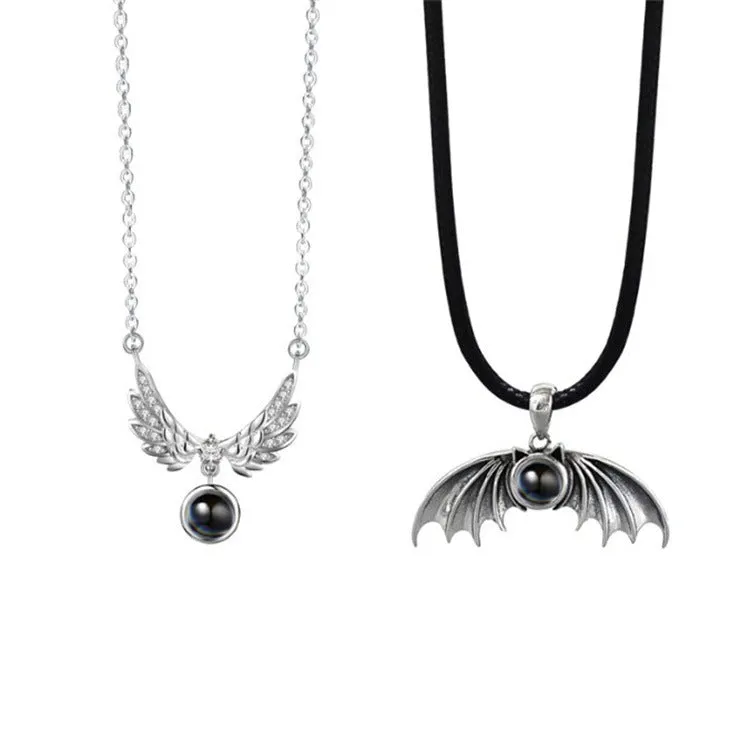 Couple's Angel Demon Necklace with Picture Inside