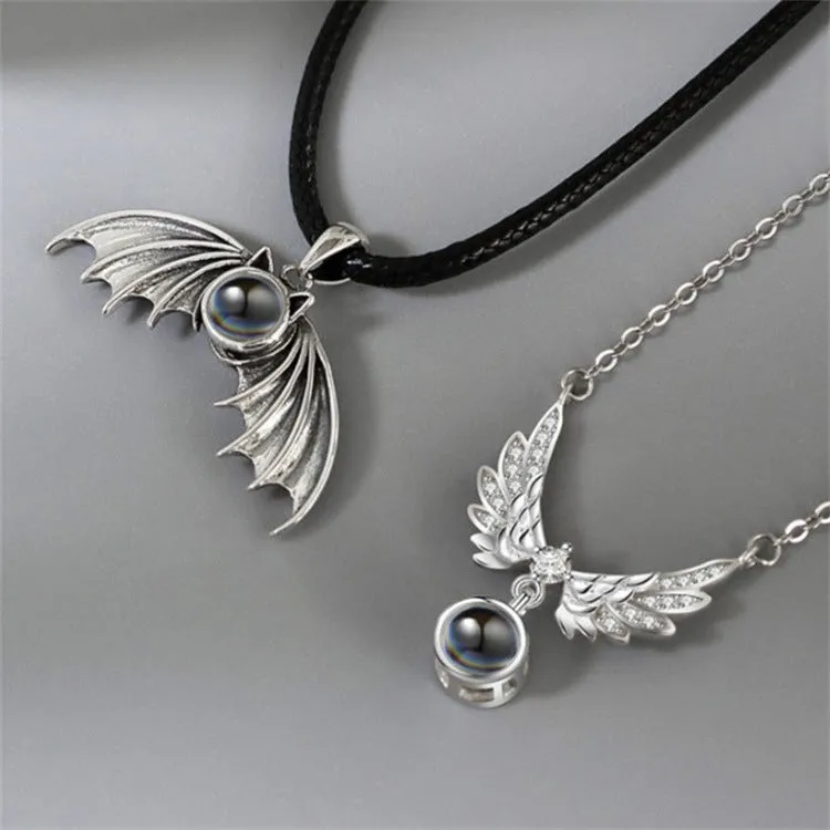 Couple's Angel Demon Necklace with Picture Inside