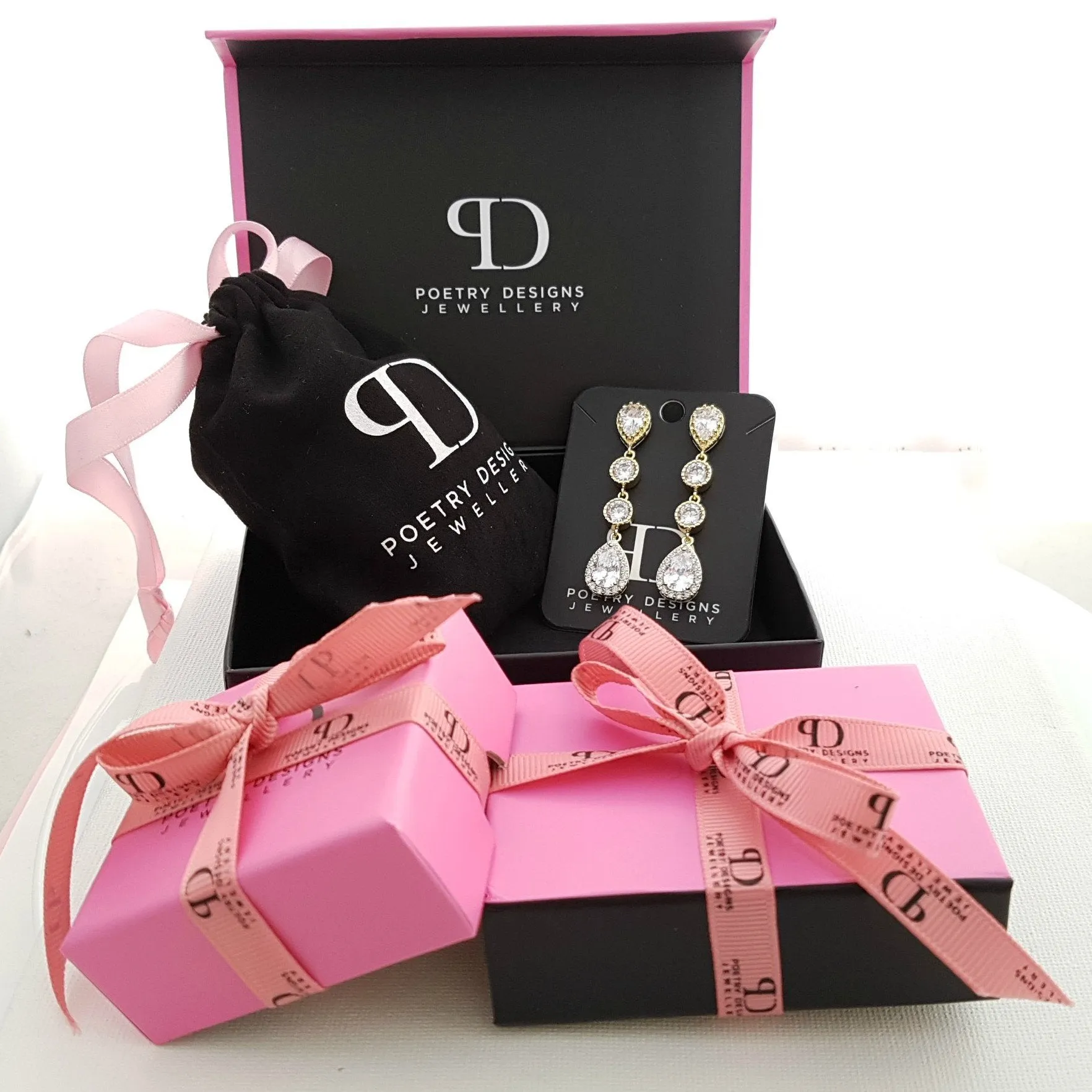 Cubic Zirconia Heart Earrings for Bridesmaids-Diana