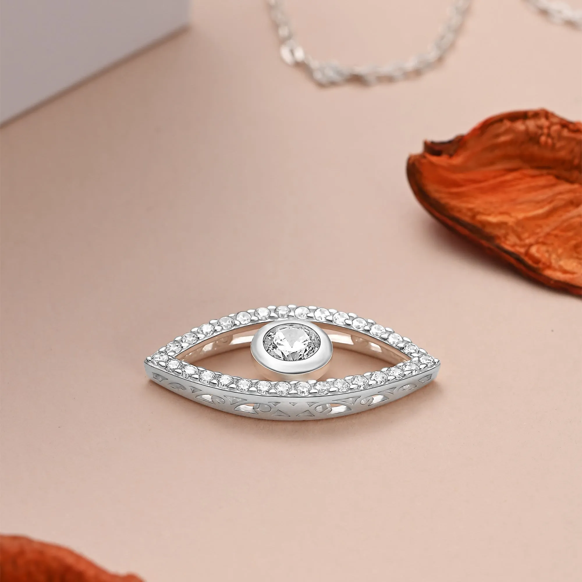 CZ Evil Eye Pendant Sterling Silver