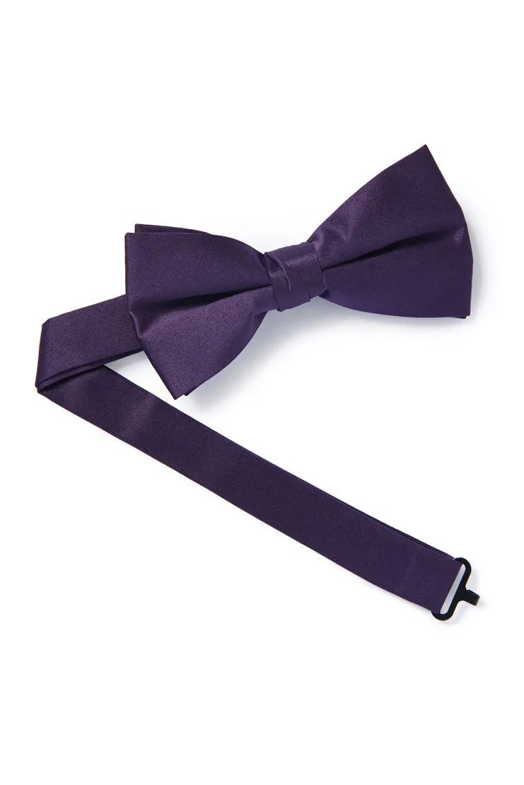 Dark Purple Satin Bow Tie