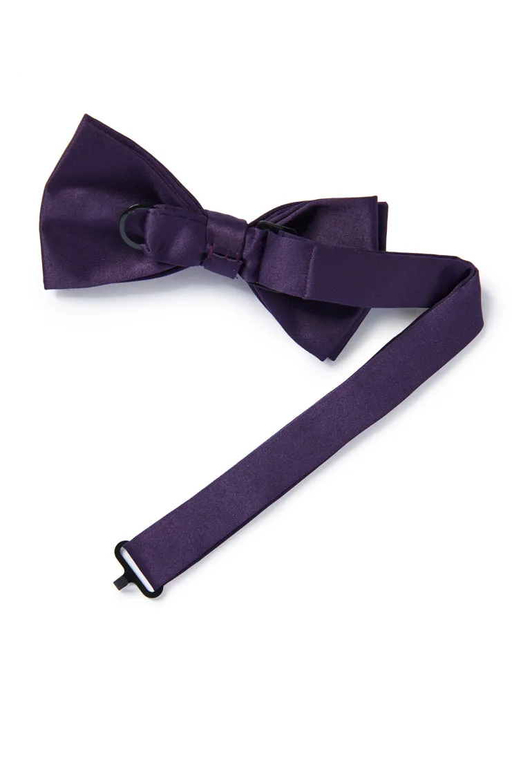 Dark Purple Satin Bow Tie