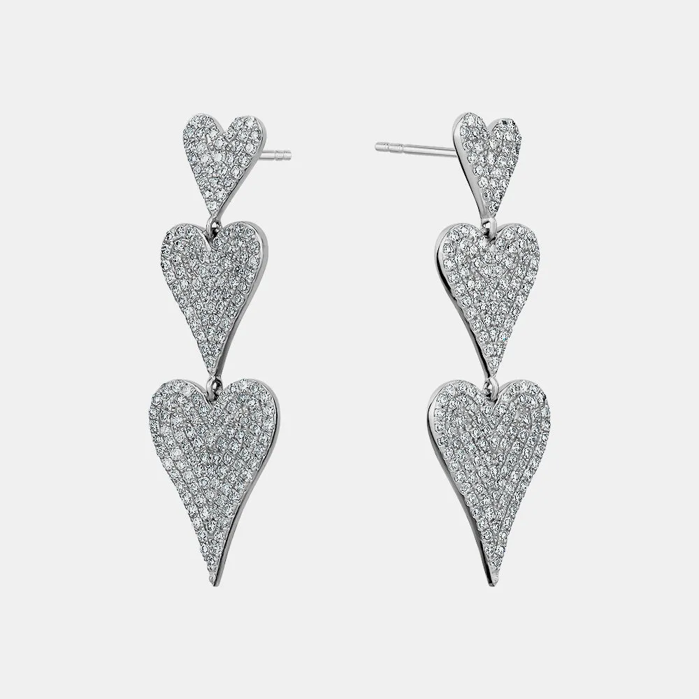 Diamond Heart Drop Earrings