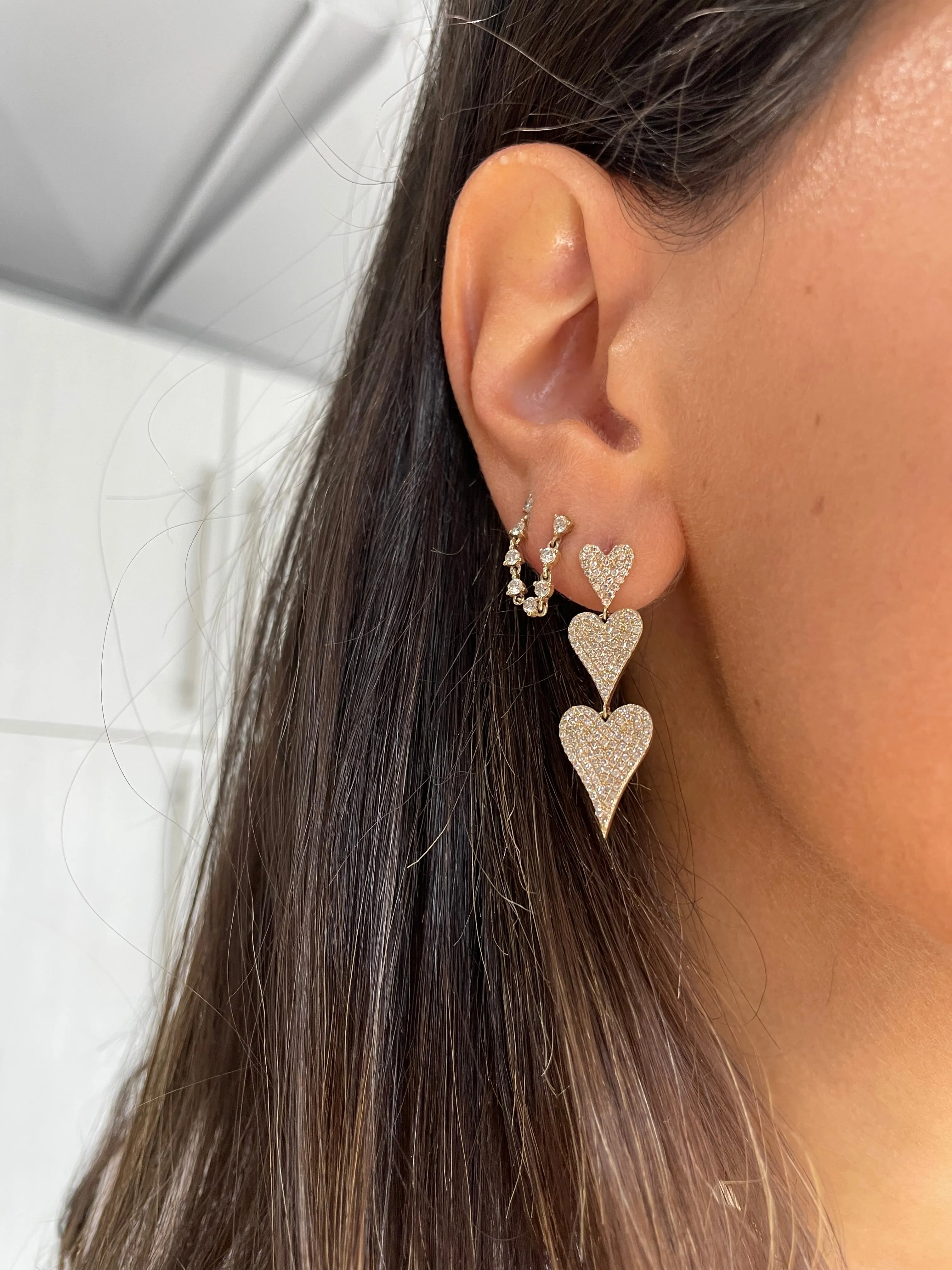 Diamond Heart Drop Earrings