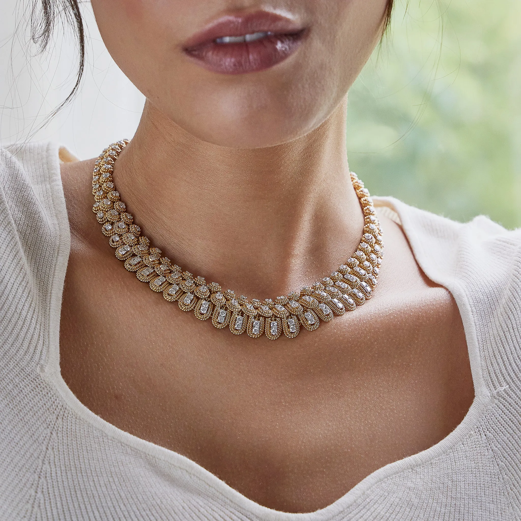 Diamond Layered Rope Collar Necklace